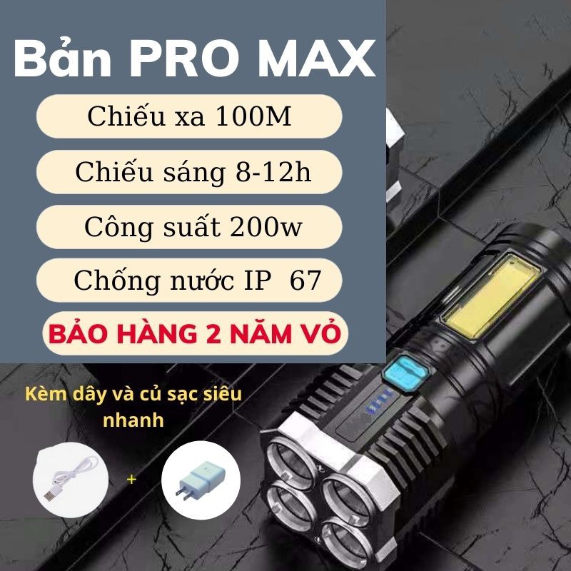 Đèn pin cầm tay 4 độ sáng mini siêu sáng điều chỉnh đèn asaki