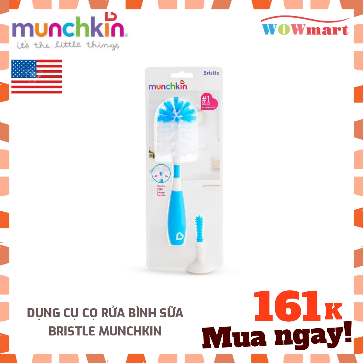 Dụng cụ cọ rửa bình sữa Bristle Munchkin -