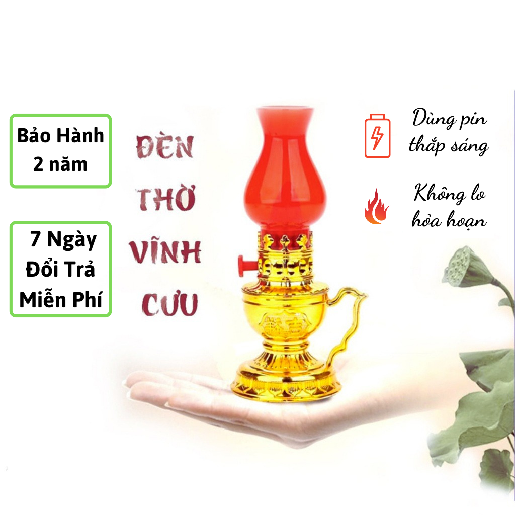Đèn Thờ Vĩnh Cửu Kiểu Dáng Cổ Kính Trang Nghiêm An Toàn Khi Sử Dụng, Mẫu mới 2022 - Bảo hành 2 năm