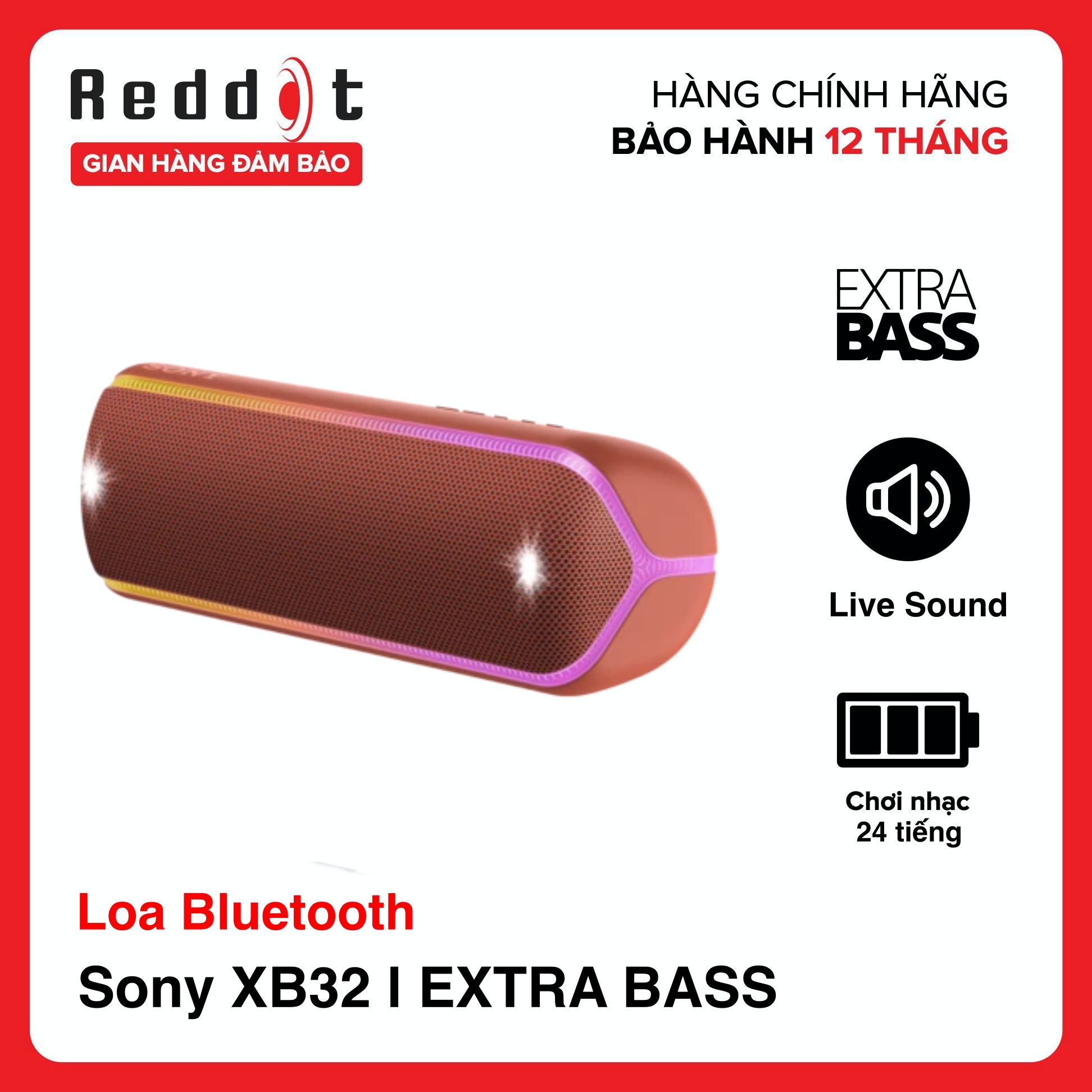 [HÀNG CHÍNH HÃNG] Loa Bluetooth Sony XB32 l EXTRA BASS độc quyền l Âm thanh 3 chiều l Công nghệ Party Booster pin sử dụng Xấp xỉ 24 giờ (Chế độ tiêu chuẩn / Đèn tắt) Xấp xỉ 14 giờ (Chế độ EXTRA BASS / Đèn bật) - Reddot  Mall