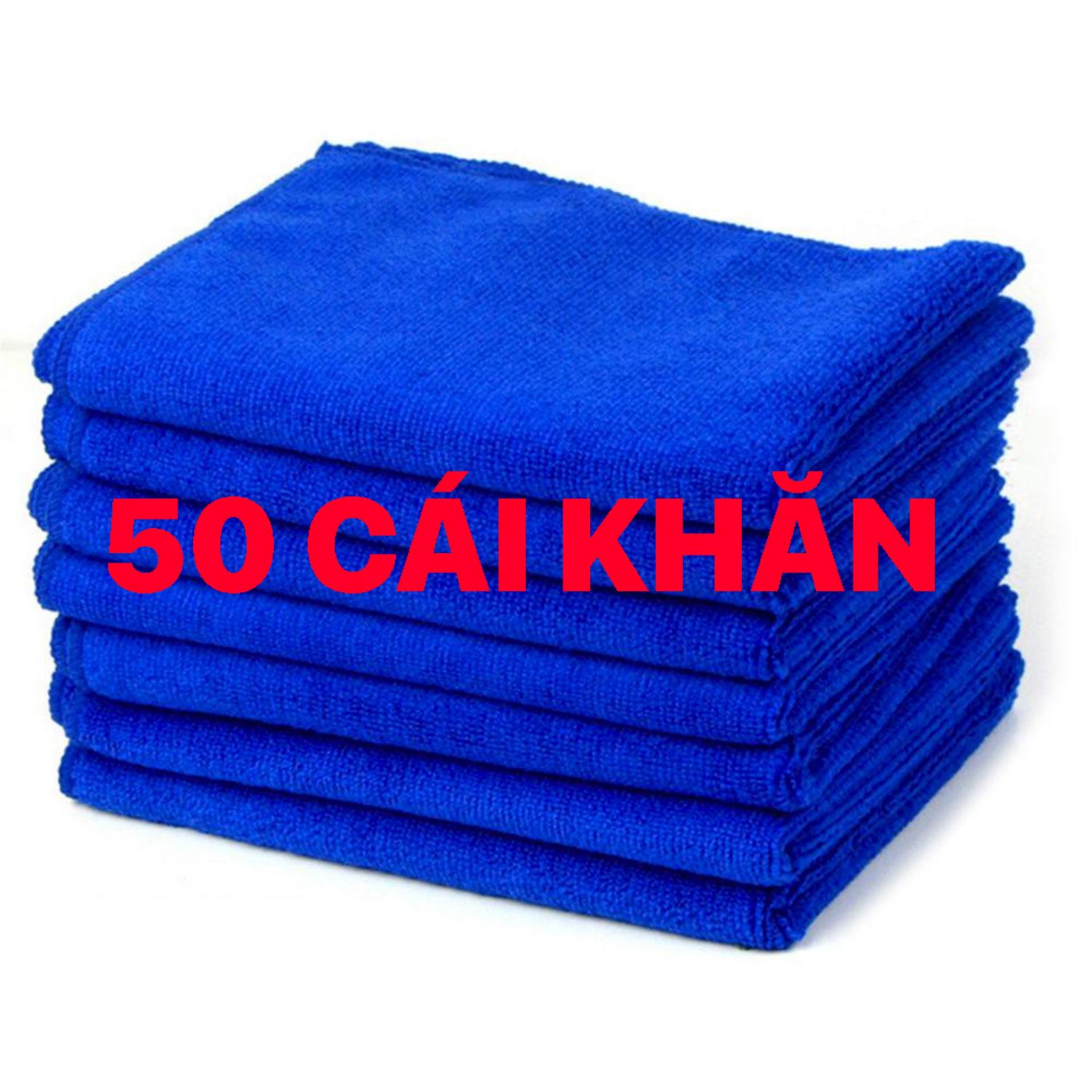 COMBO 50 Khăn lau xanh dương microfiber 30x30cm cho ô tô, xe hơi, xe máy 50B7849 - Màu xanh