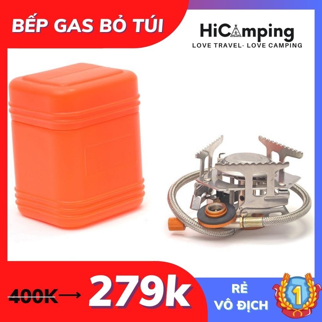 Bếp gas du lịch gấp gọn bếp ga mini siêu nhỏ đầu chuyển đổi bình gas