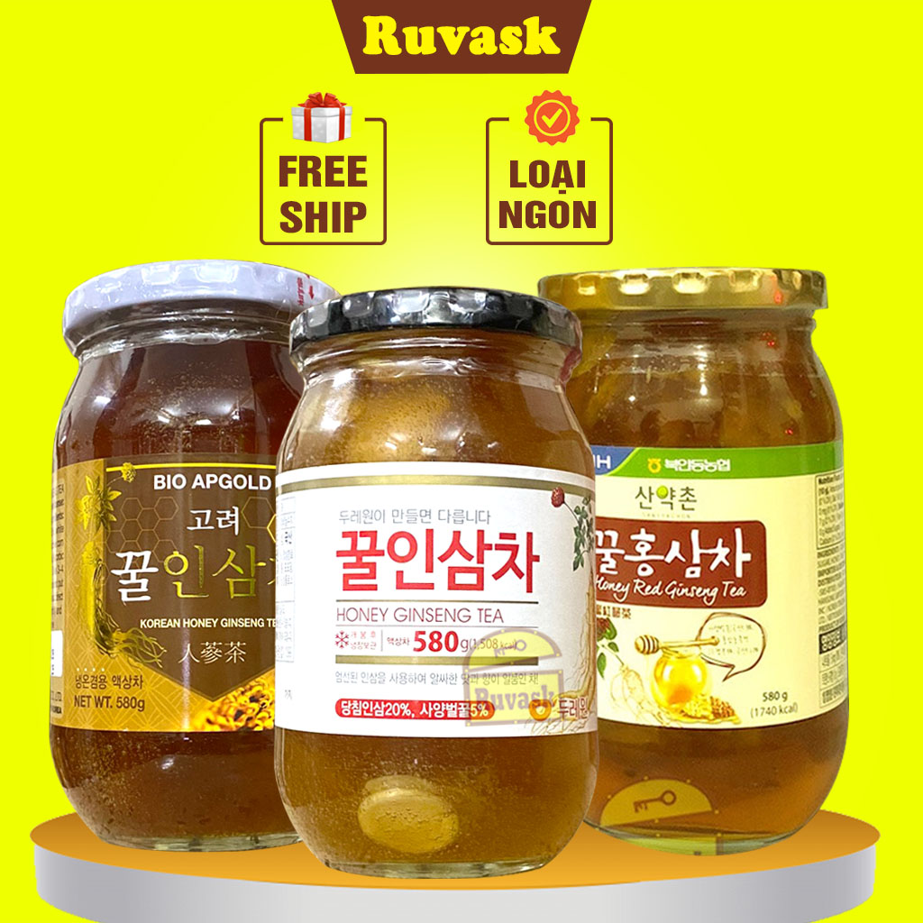 Sâm Tươi Ngâm Mật Ong Hàn Quốc 580g Bio Apgold - Hồng Sâm Lát Tẩm Mật Ong Hạn Quốc - Nhân Sâm Ngâm Mật Ong - Ruvask