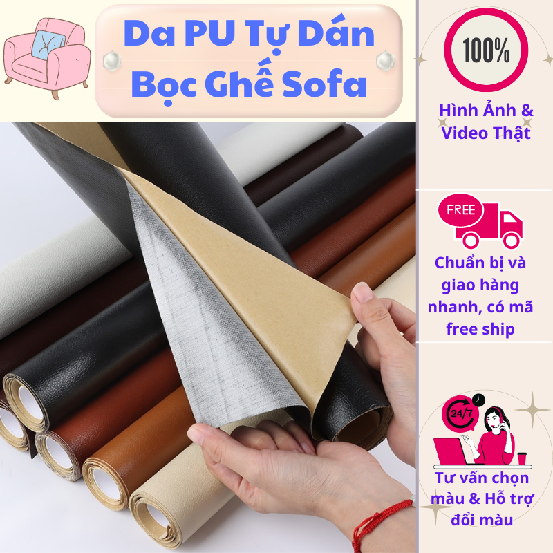Miếng dán vải da PU cỡ lớn kích thước chữa ghế SOFA đồ da tự dính LOPY