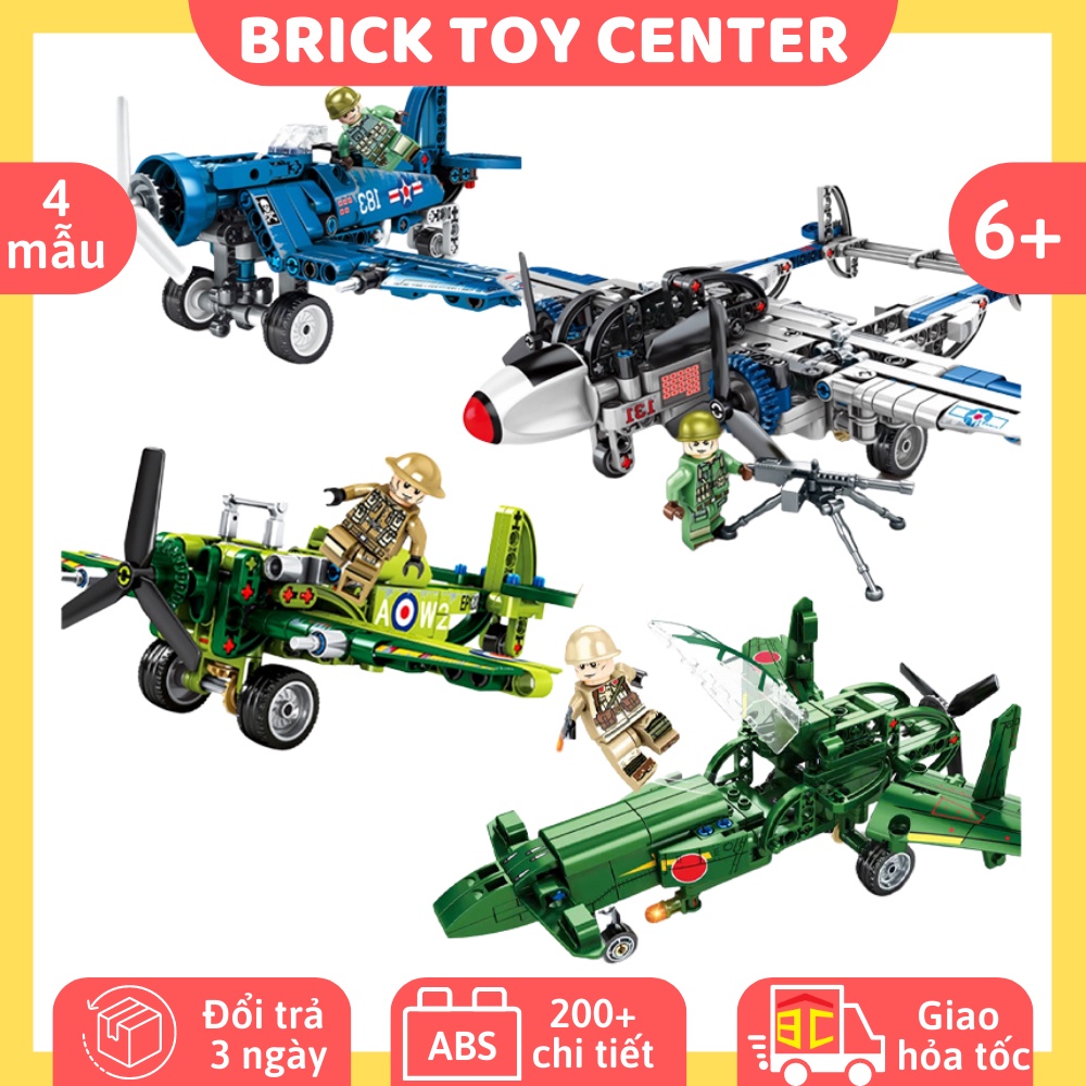 Bộ mô hình máy bay chiến đấu cánh quạt đồ chơi lắp ghép giá rẻ Sembo block chủ đề quân sự WWII