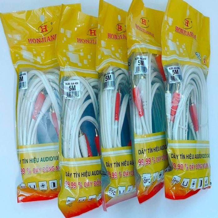 Cáp AV 4 đầu hoa sen cao cấp đầu jack mạ vàng 24k đầy đủ kích thước