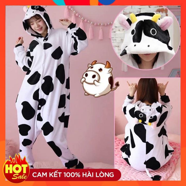 Bộ Đồ Thú Bò Sữa 🖤 FREESHIP 🖤 Bộ Đồ Thú Bò Sữa Dễ Thương Đủ Size Trẻ Em và Người Lớn