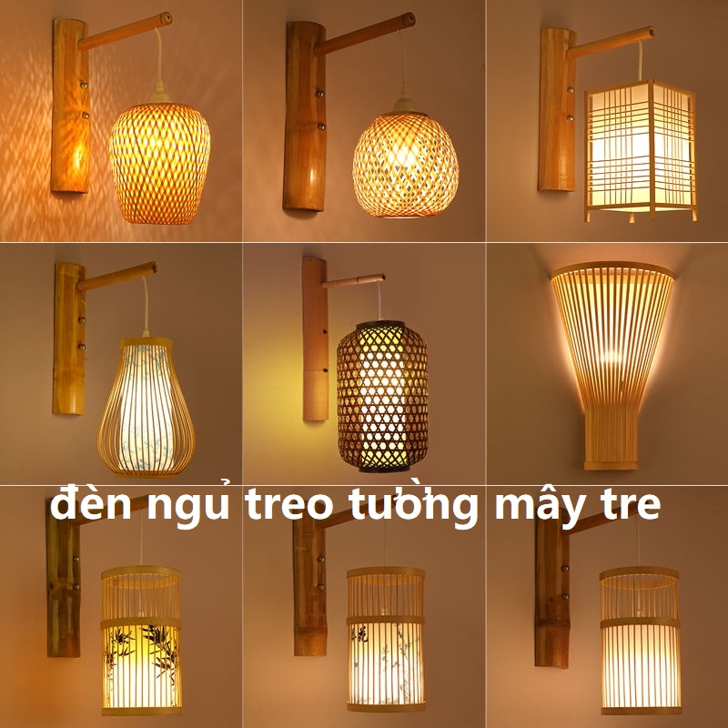 ĐèN GắN TưỜNg Mây Tre Nhật Led Đèn Treo Tường Trang Trí PhòNg KháCh PhòNg Ngủ ĐèN Ngu