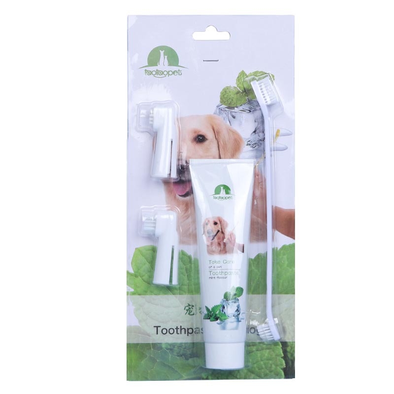 Bộ KIT Bàn Chải - Kem Đánh Răng Dành Cho Chó Mèo Hương Bạc Hà Giúp Khử Mùi Hôi Miệng Bảo Vệ Răng