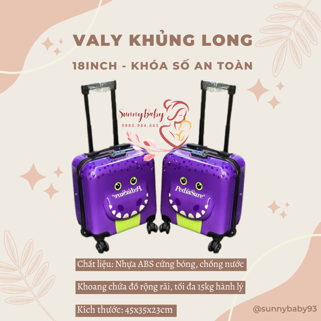 Vali kéo 18inch du lịch - valy cho bé khóa số hàng cao cấp kiểu dáng dễ thương