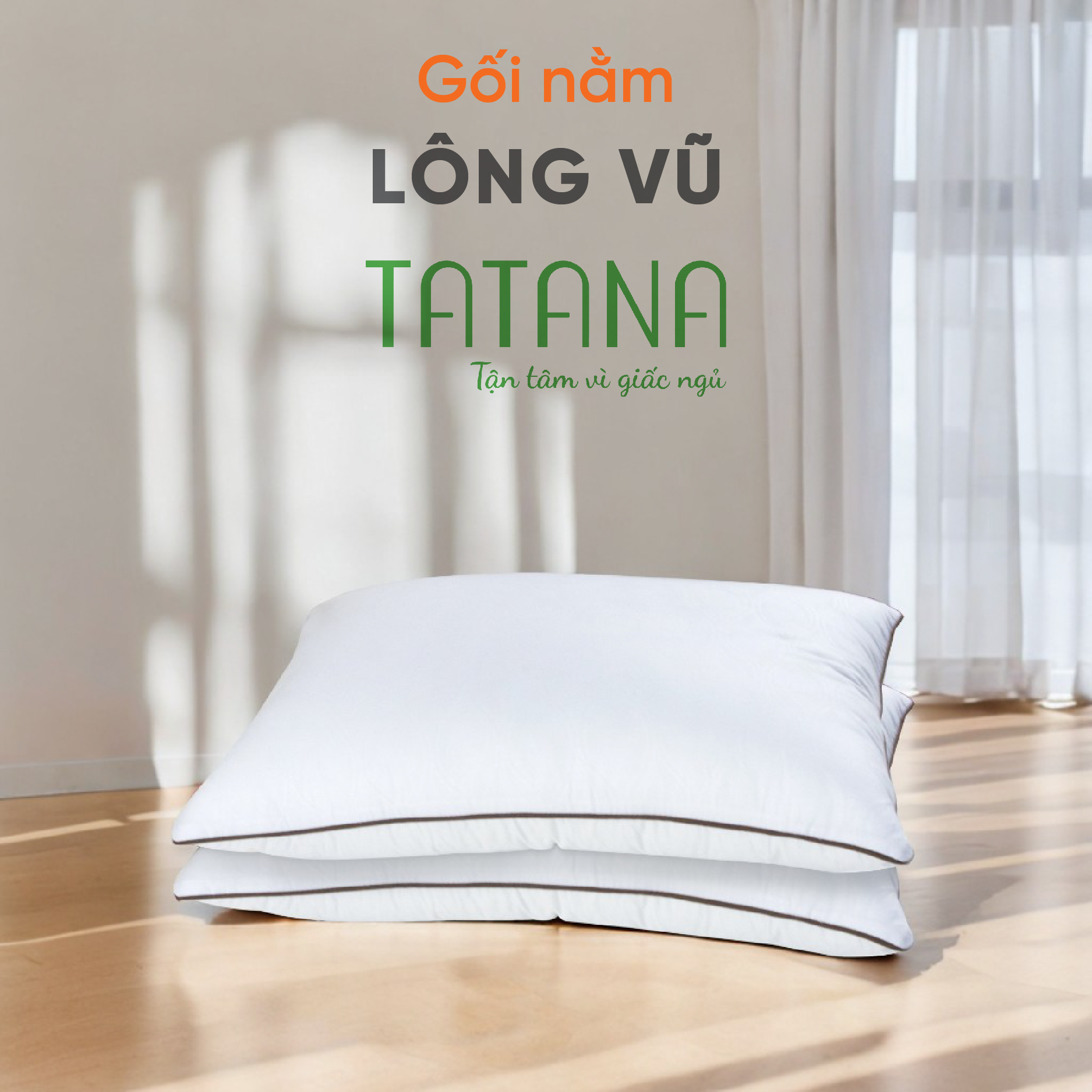 Ruột Gối nằm gòn lông vũ Nhân Tạo TATANA 50X70CM- Gối hơi , hút chân không.