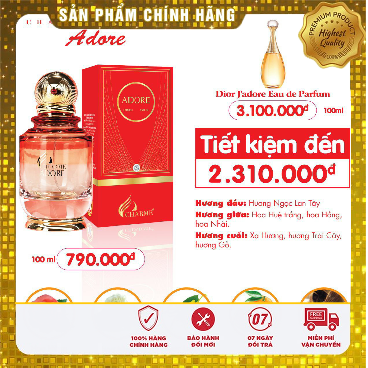 Nước hoa char me adore 100ml nữ chính hãng