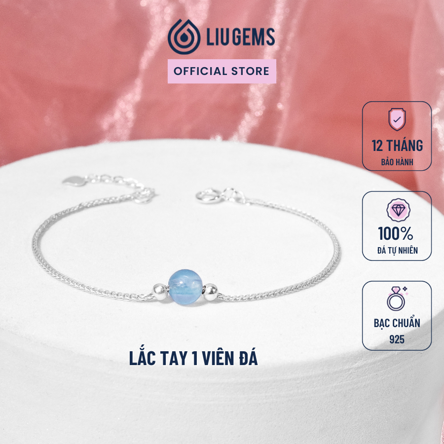 Vòng Tay Bạc Nữ Liugems Kết Hợp Hạt Đá Phong Thuỷ Handmade Mix Charm Bi Mini Size Nhỏ Tinh Tế VB01