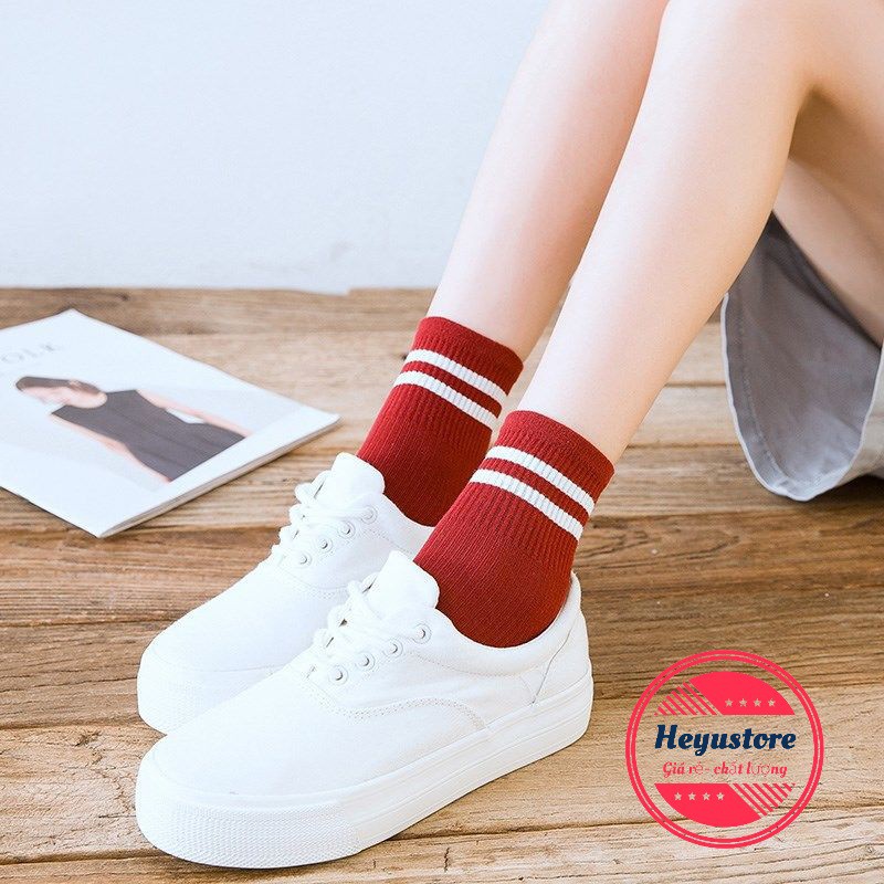 Tất vớ nam nữ đẹp ulzzang hàn quốc tất 2 vạch cổ cao và tất gấu cổ thấp