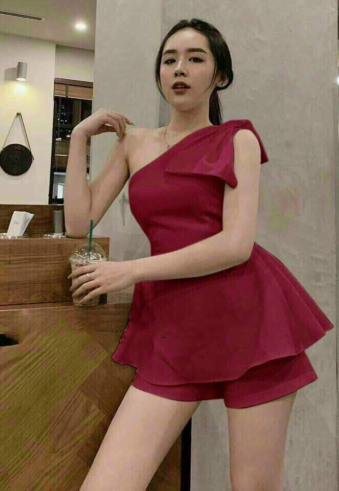 [HCM]Sét bộ nữ áo lệch vai nơ kèm quần đùi