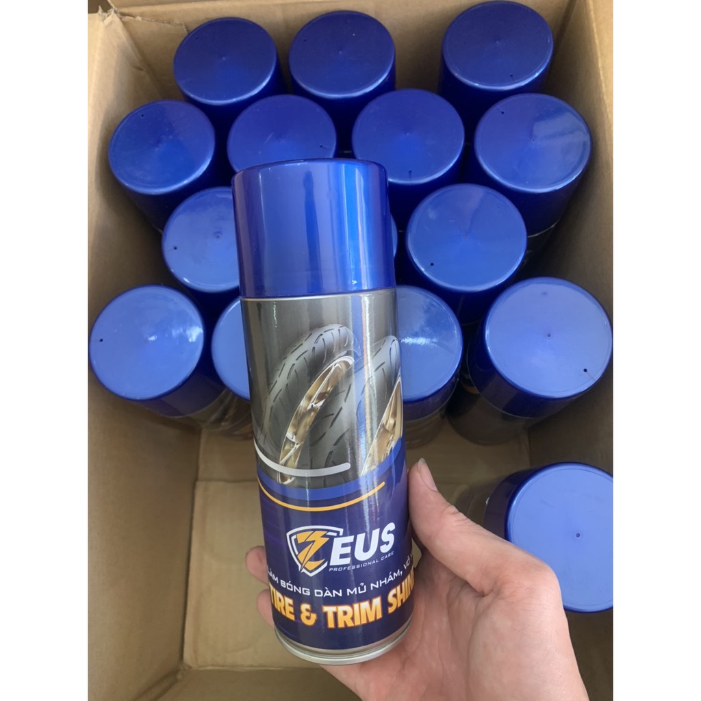 Chai Xịt Dưỡng Nhựa Nhám Đen, Bảo Dưỡng Vỏ Xe Phục Hồi Nhựa Hư Tổn ZEUS Tire & Trim Shine 400ml GIÁ SIÊU RẺ