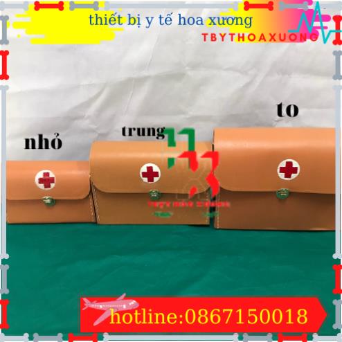 Túi cứu thương y tế chữ thập cỡ đại 35x27x12 - màu da bò