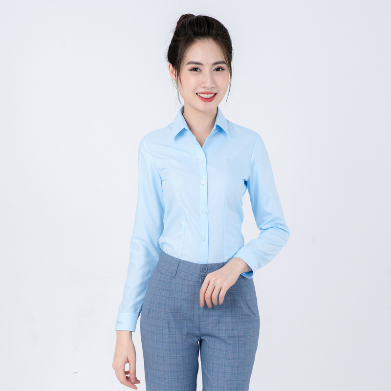 Áo sơ mi nữ Thái Hòa xanh dương 047