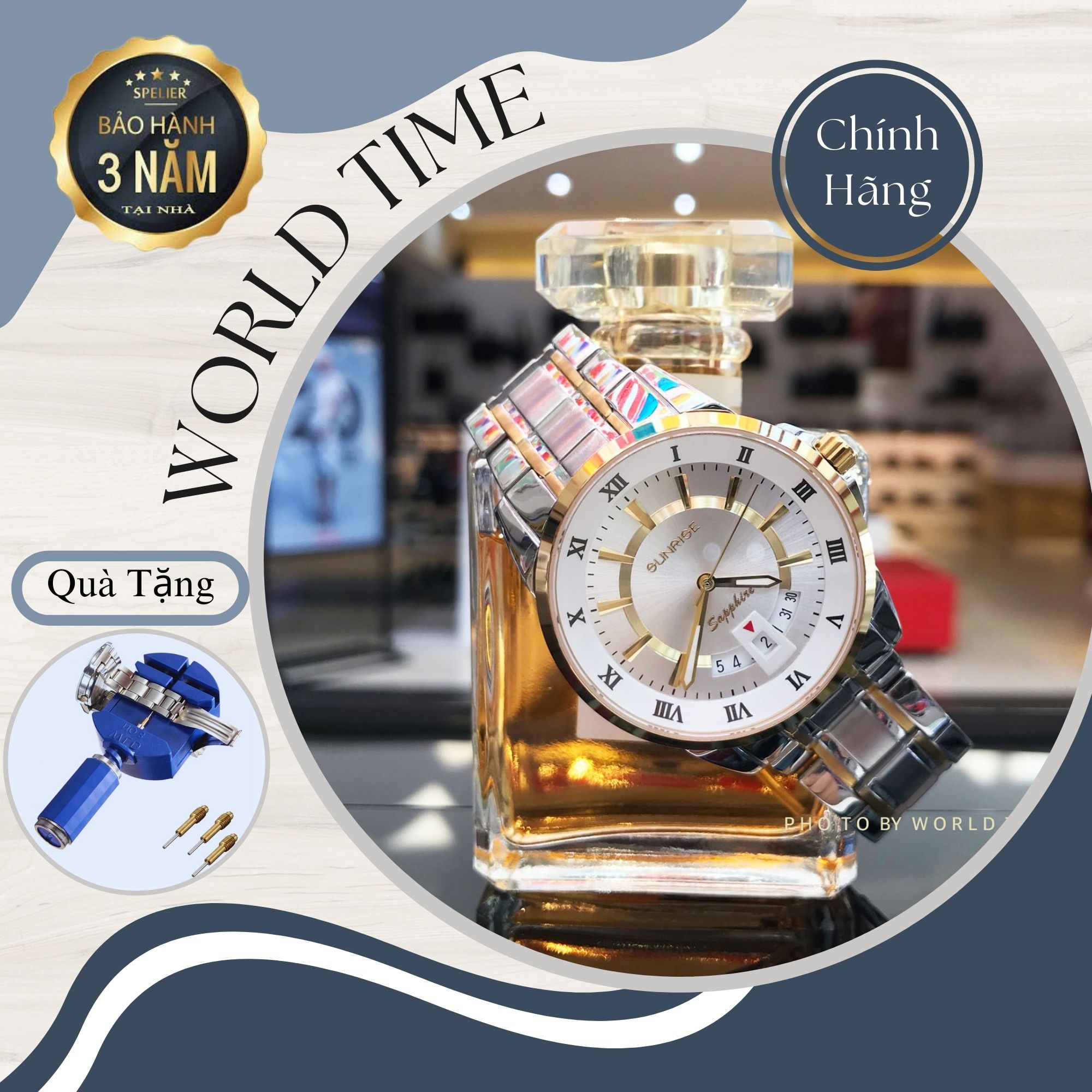 Đồng Hồ Nam Sunrise DM771SWA A Full hộp ,túi, thẻ bảo hành hãng , Kính Sapphire chống xước , chống nước