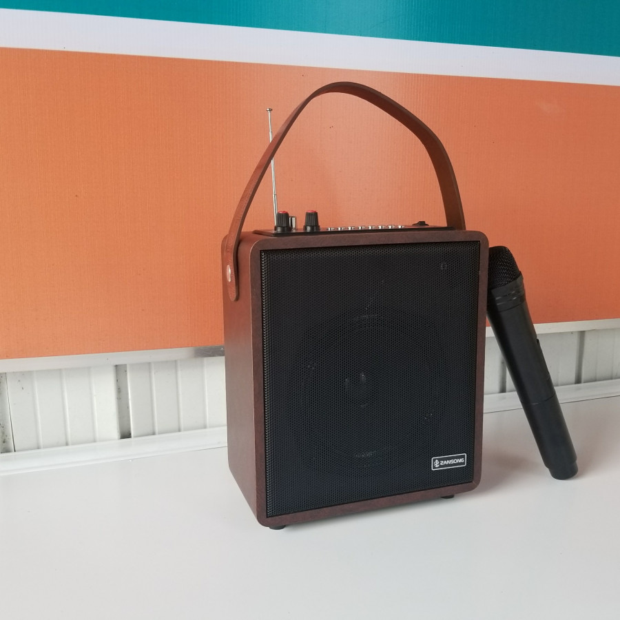 Loa Kéo Di Động , Loa Kéo Mini , Loa Xách Tay Trợ Giảng , Loa Karaoke Bluetooth Mini ZanSong A061 Công Xuất Lớn , Vỏ Gỗ Thiết Kế Gọn Gàng Và Tinh Tế Tích Hợp Nhiều Tính Năng Hiện Đại , Hỗ Trợ Một Micro Đi Kèm.