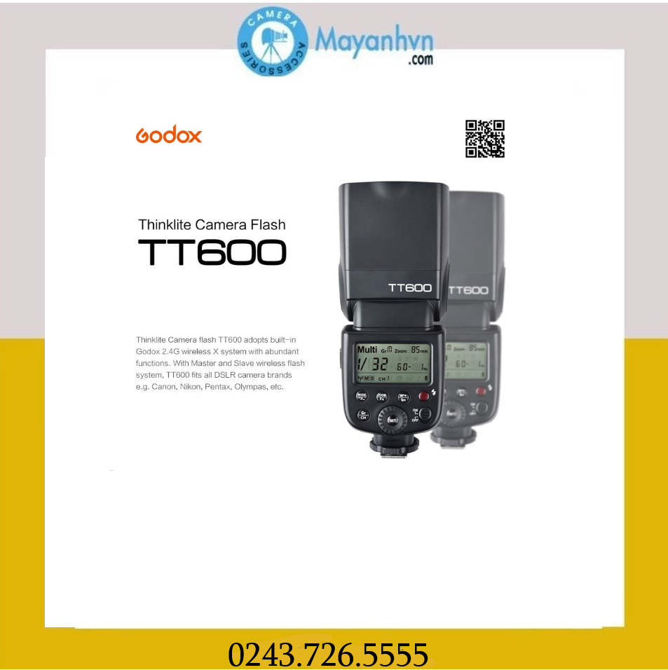 Đèn Flash Godox TT600 cho Canon, Nikon, Pentax