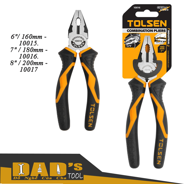 Kềm răng công nghiệp 6/7/8 inch - tolsen 10015/16/17
