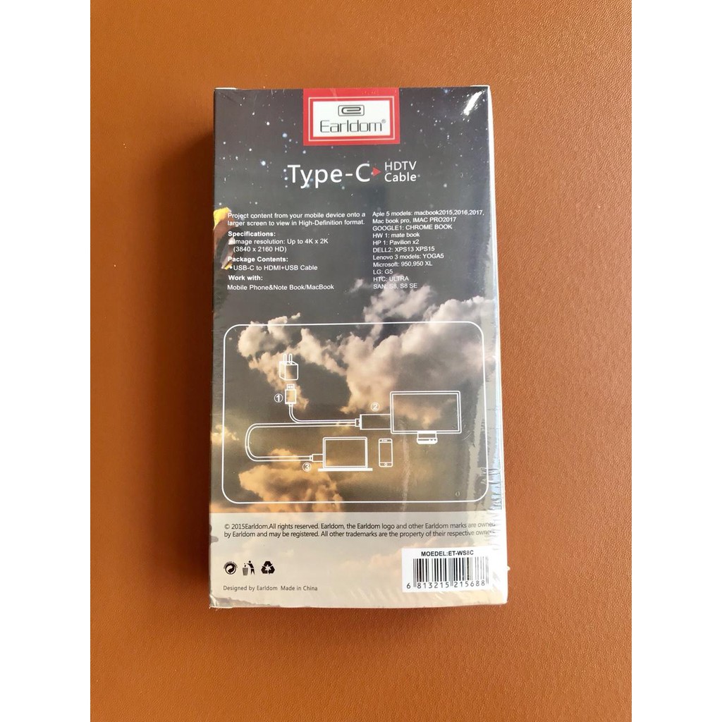 Cáp hdmi type c 4k - chuyển tín hiệu từ cổng type c lên hdtv - earldom