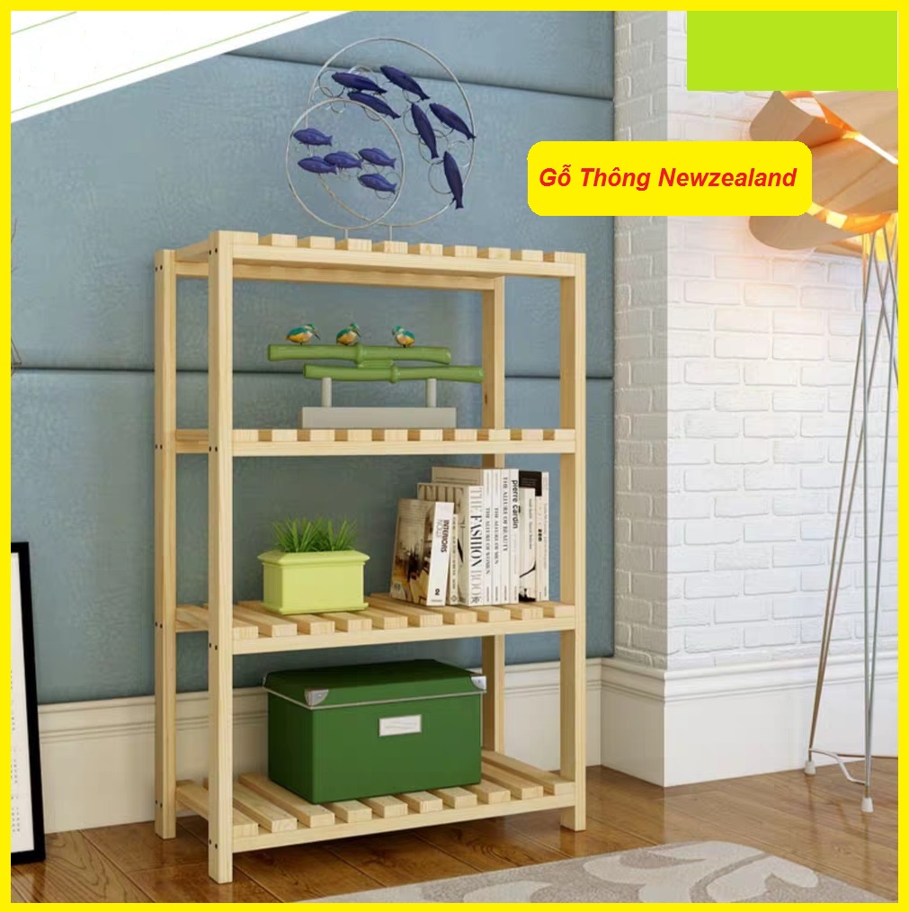 Kệ gỗ trang trí 4 tầng kiểu dáng hàn quốc - kệ lò vi sóng 4 tầng cao cấp