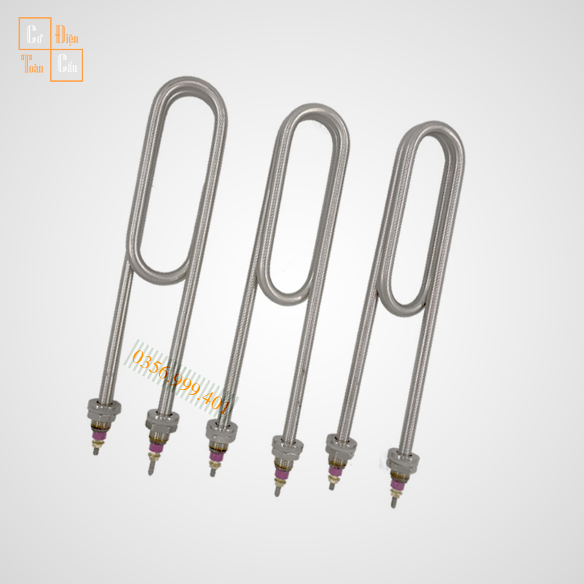 Điện trở đun nước Inox chữ U kép M16 công suất 3KW,4KW,5KW 6kw 7KW 8KW 9KW chiều dài 33cm,45cm điện áp 380V 220v
