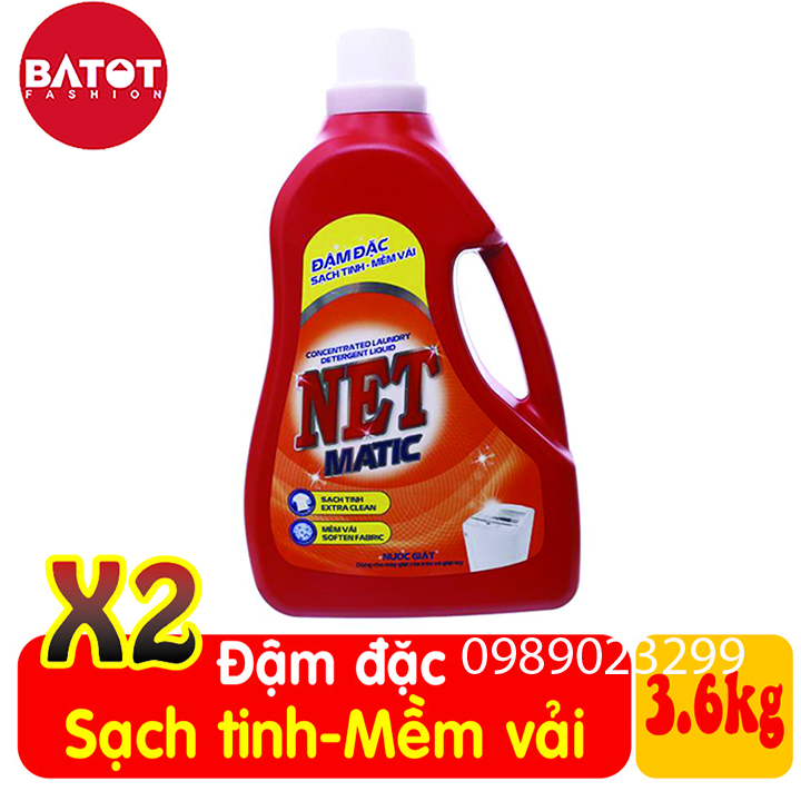 Nước giặt NET Matic Đậm Đặc Sạch Tinh - Mềm Vải 3.6kg