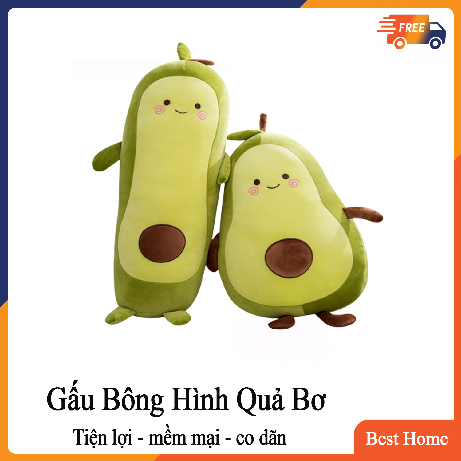 Gấu bông hình quả bơ vải nhung co dãn 4 chiều - Gối ôm hình quả bơ ngộ nghĩnh, đáng yêu, tiện lợi được dùng  làm quà tặng bạn - Gấu Bông Best Home