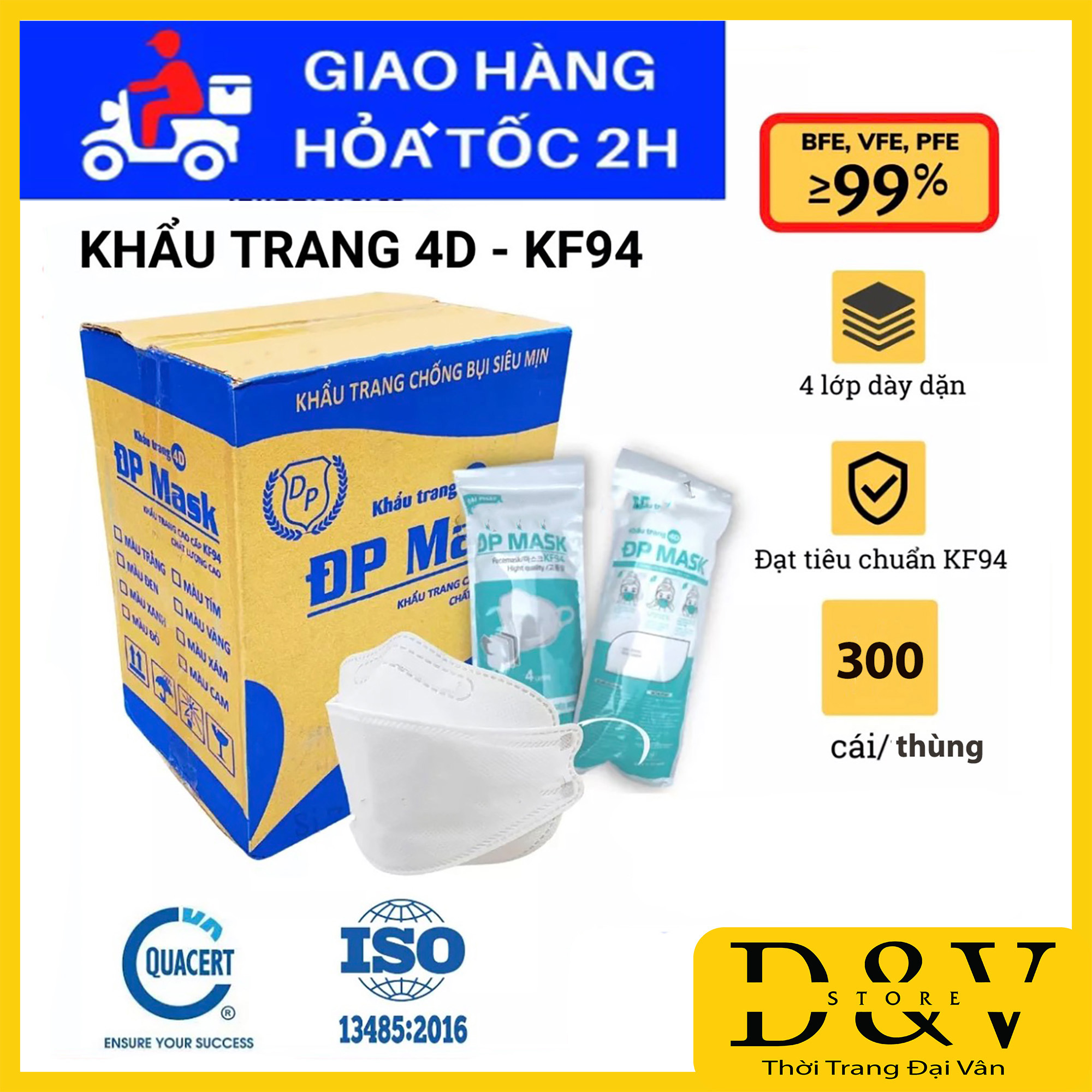 [Sỉ 1 Thùng 300 cái/150 Cái] Khẩu trang y tế 4D Mask KF94 giao Tuấn Huy Hoặc Đăng Khôi 4 lớp kháng khuẩn, kháng bụi mịn lên đến 95%, đạt tiêu chuẩn ISO khẩu trang y tế, khẩu trang 3d mask, Khẩu trang kf94 thùng 300