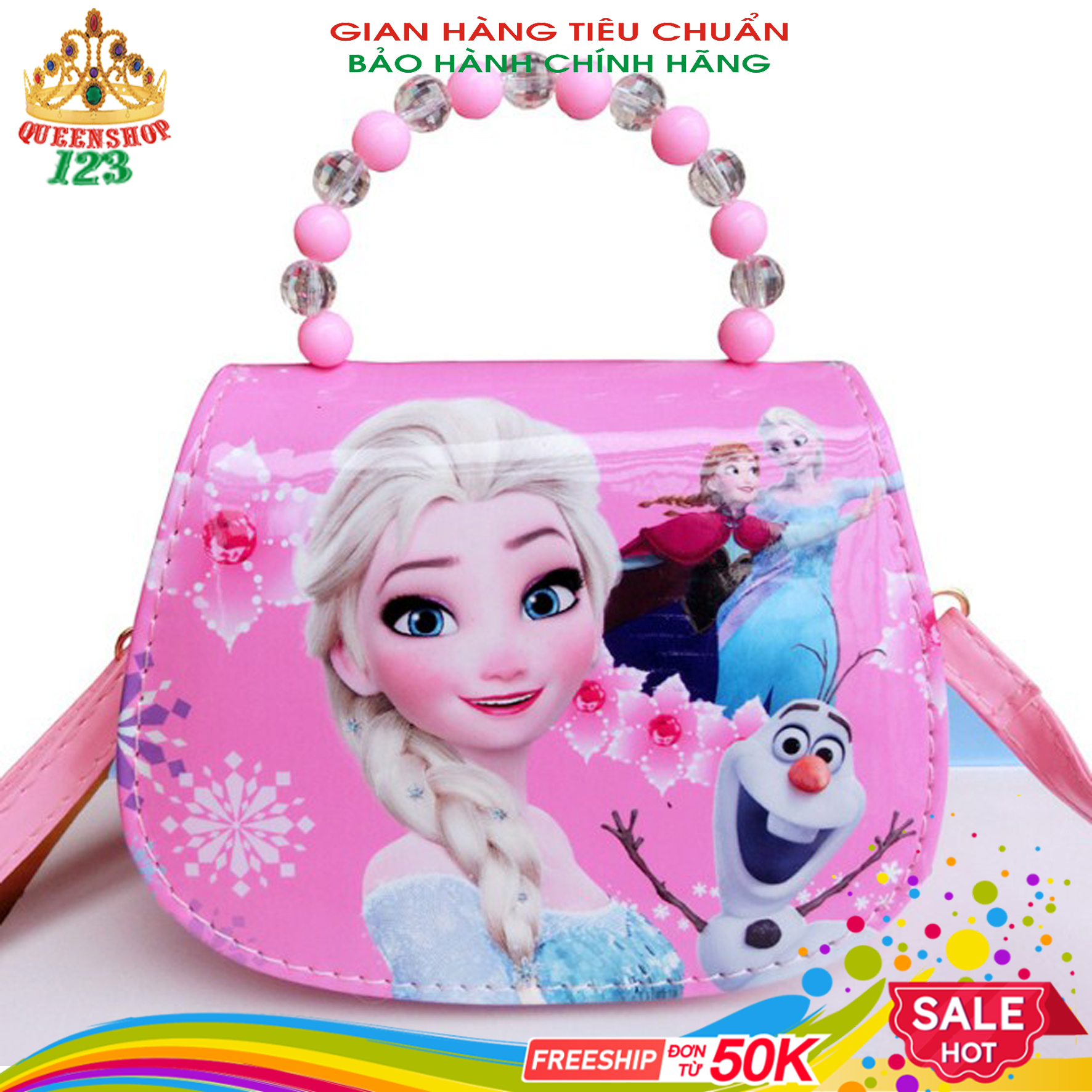 Túi xách, túi đeo vai bé gái in hình Công chúa Elsa và Ana dễ thương. Túi đeo vai bé gái quai ngọc cực kỳ sang chảnh, sành điệu, đáng yêu, dễ phối đồ