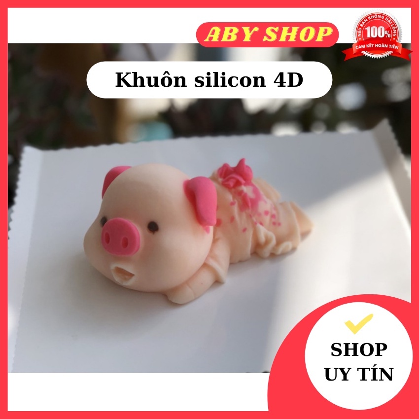 Khuôn silicon 4D ⚡ HÀNG LOẠI 1 ⚡ khuôn silicon tạo hình con heo nằm tắm tiên ngộ nghĩnh