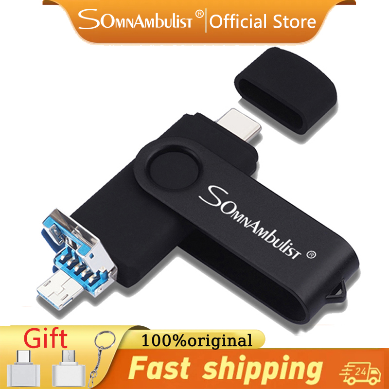 Somnambulist color metal usb flash drive 32gb 64gb 128gb 8gb 16gb usb3.0 original pen drive type-c/otg/usb three in one portable usb flash drive
