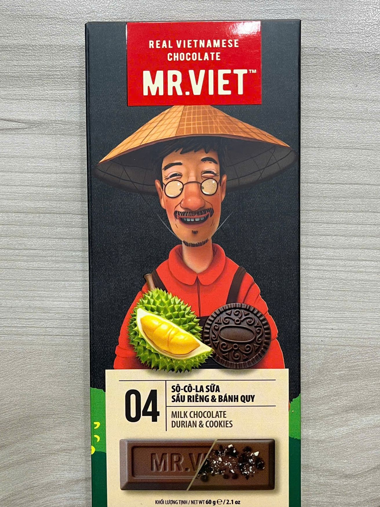 Socola sầu riêng & bánh quy Mr Viet 60g - Mr Viet Durian & Cookies Chocolate 60g