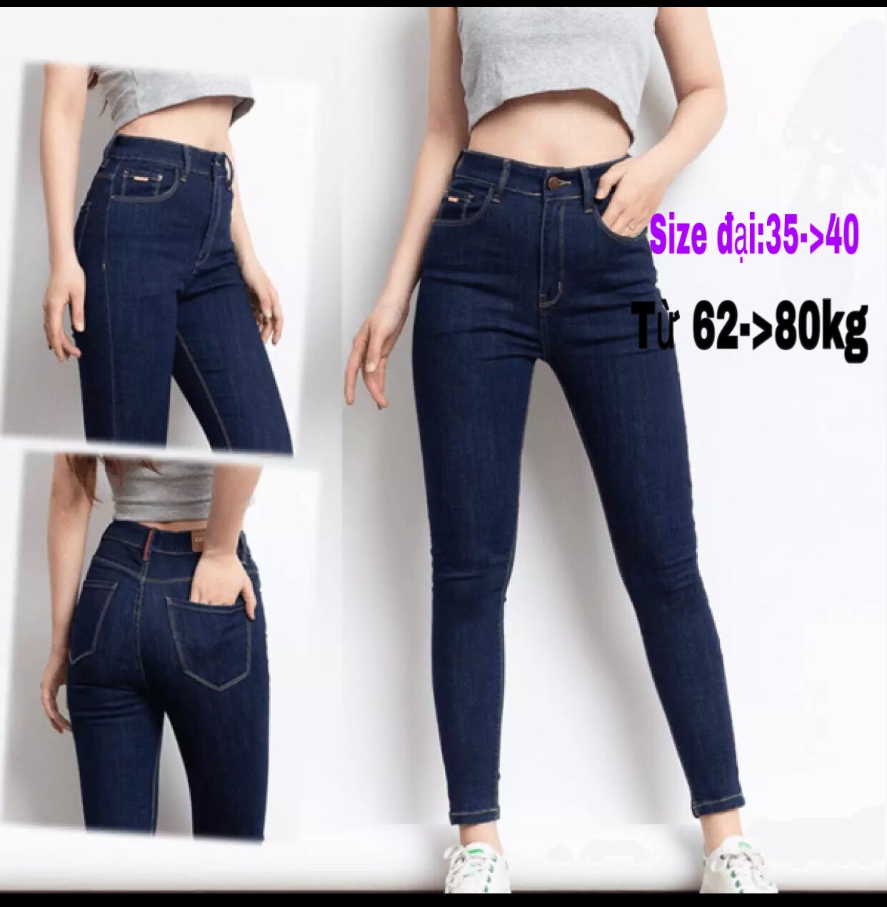 [FreeshipMAX] [HCM]Quần jean nữ BIGSIZE co giãn lưng cao hàng công ty 3 màu size từ 62-80kg
