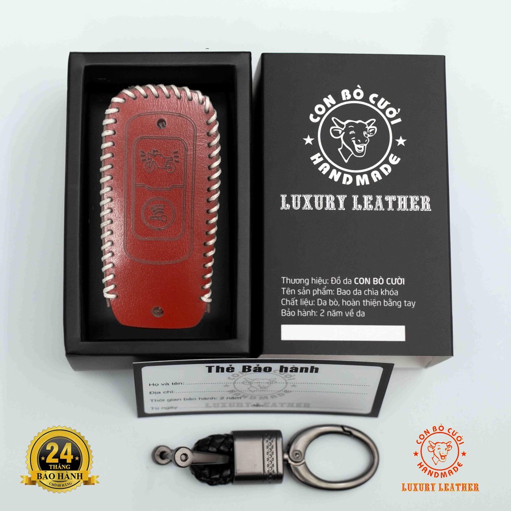 Bao da chìa khoá xe máy honda vision sh125 sh150 2021 chìa 3 nút bấmchính hãng OTOBOX.OFFICIAL bọc chìa khoá smartkey ốp chống xước cam kết da thật bảo hành 2 năm, lỗi 1 đổi 1, tặng vặn chốt