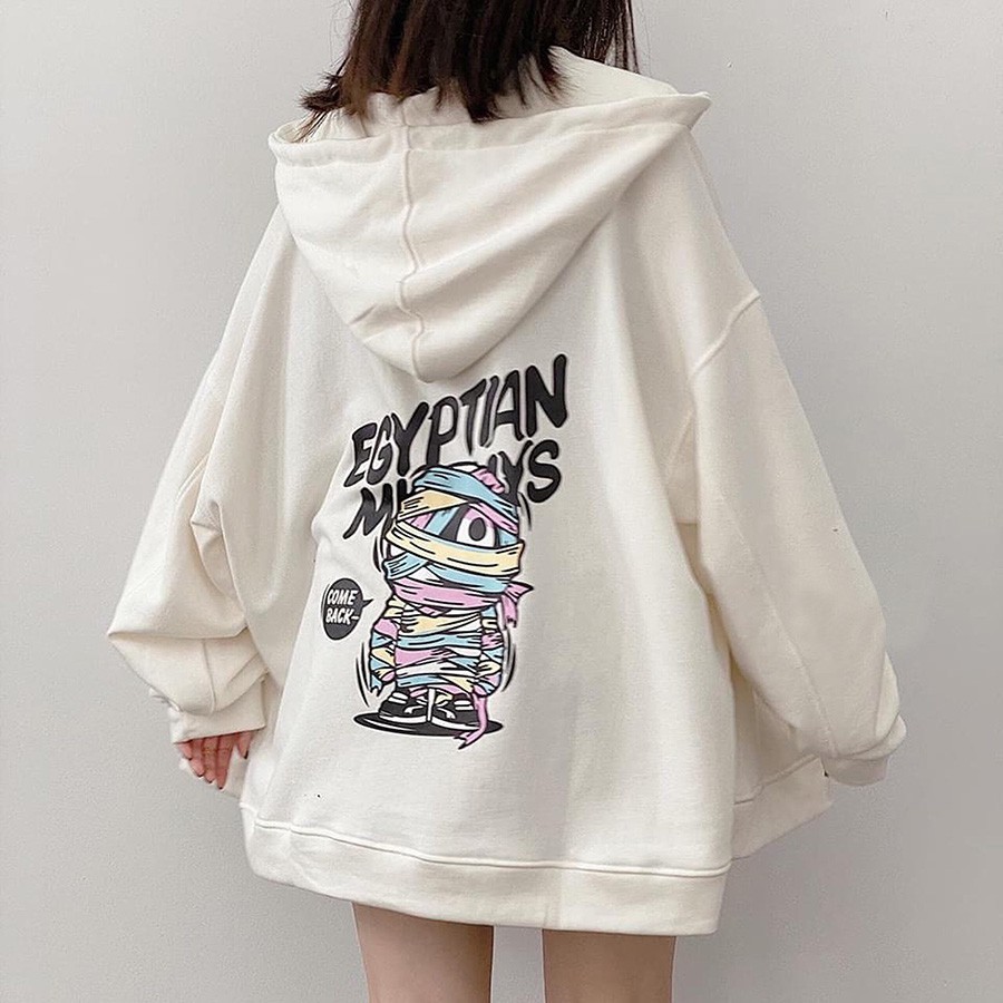 [HCM]Áo khoác thun nỉ in hoạt hình 2 cánh tay áo phối nón dễ thương Faglo kèm VIDEO