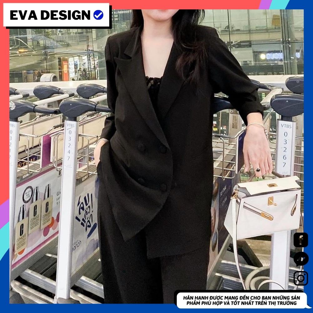 Áo blazer nữ dáng dài Eva design , áo khoác vest nữ công sở dài tay dáng rộng phong cách Hàn Quốc
