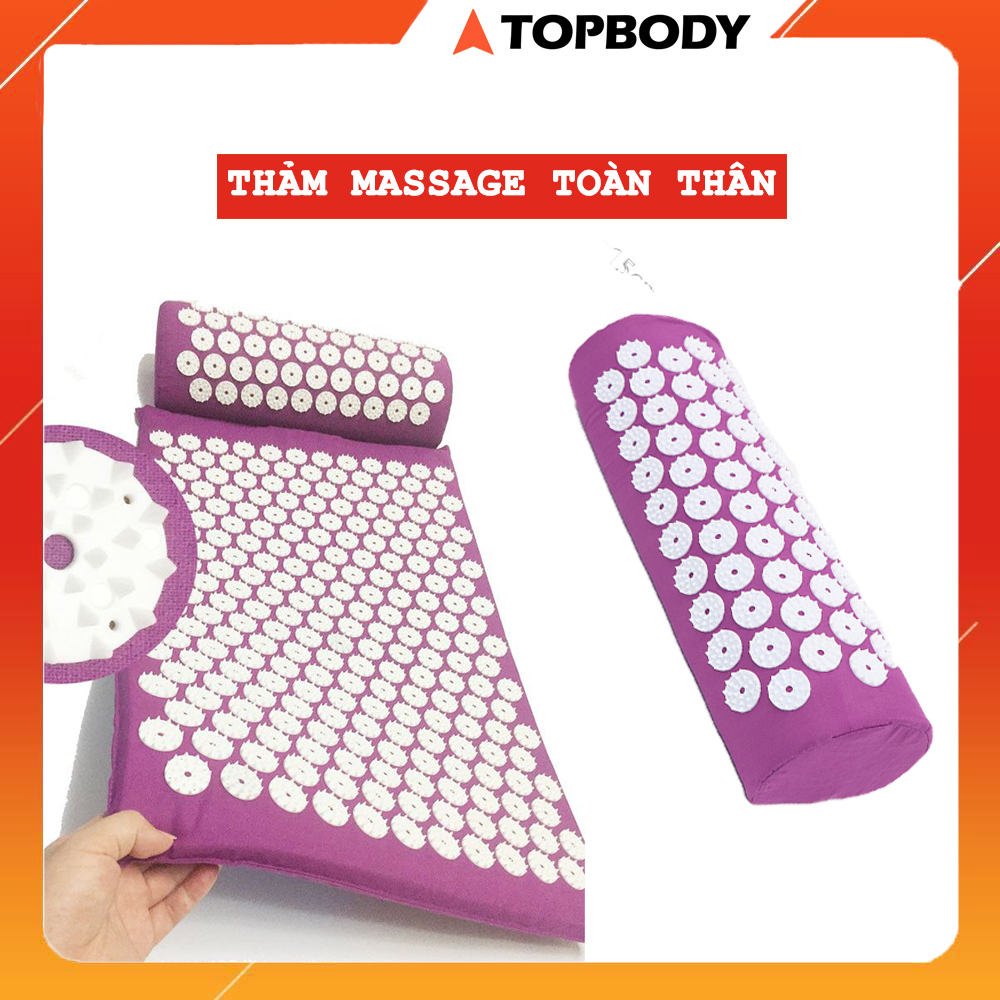 Thảm bấm huyệt Promat, thảm gai kết hợp châm cứu, massage yoga cao cấp TOPBODY - size lớn 68x42 cm - có túi