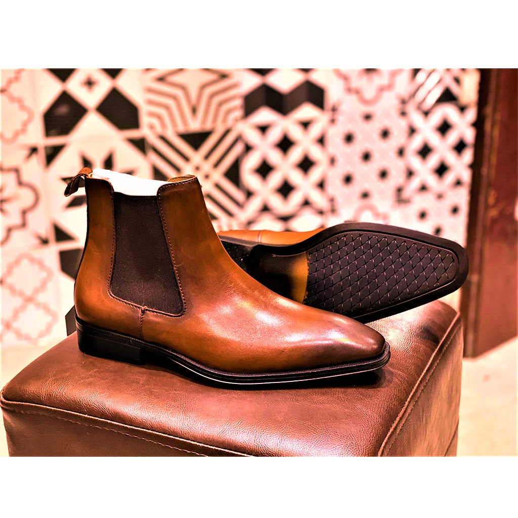 Giày Chelsea Boot Nam Da Bò Đế Gỗ Cao Cấp Bảo Hành 12 Tháng