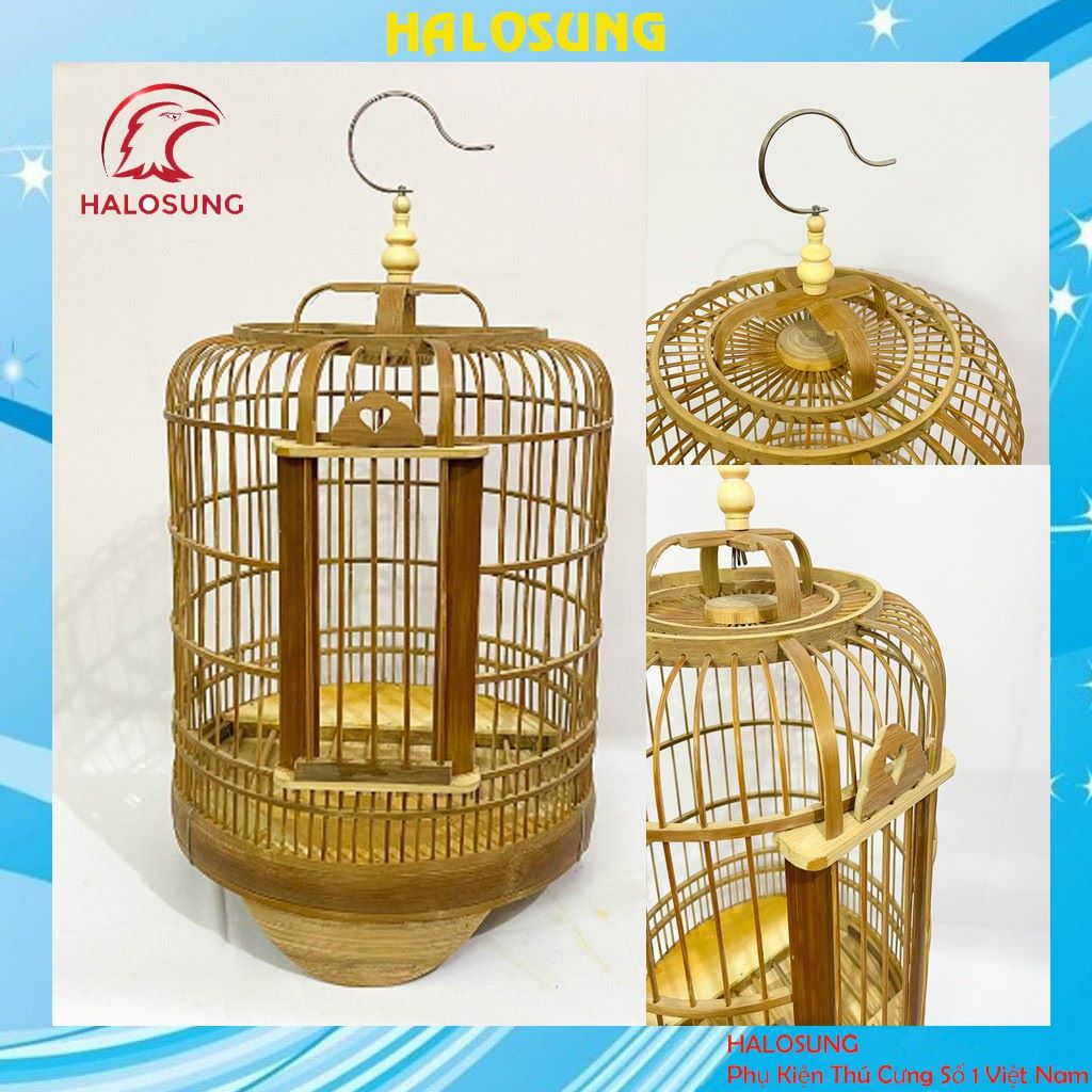 Lồng chim mi cửa chiến chất liệu trúc cao cấp hàng đẹp có móc đi kèm LC09