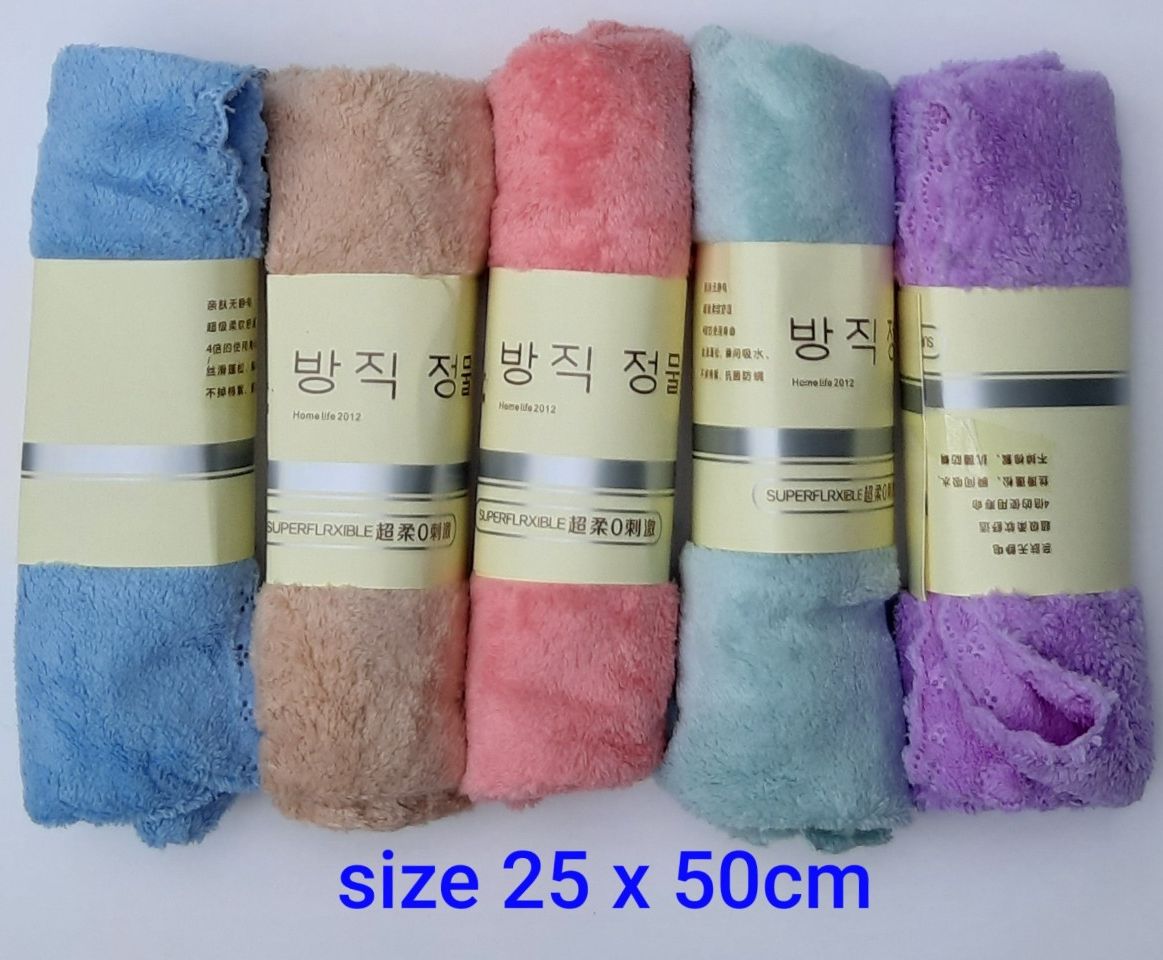 Khăn mặt size 25x50 hàn quốc lau mặt lông cừu siêu mềm kích thước 25x50 thấm hút nước dùng được cho trẻ nhỏ (không ra màu)