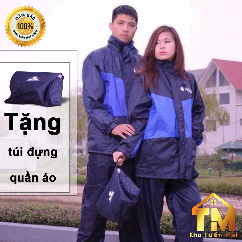 Áo mưa bộ 💎sale💎 quần áo mưa người lớn hai lớp cao cấp vải dù siêu chống thấm 2 lớp ao mua