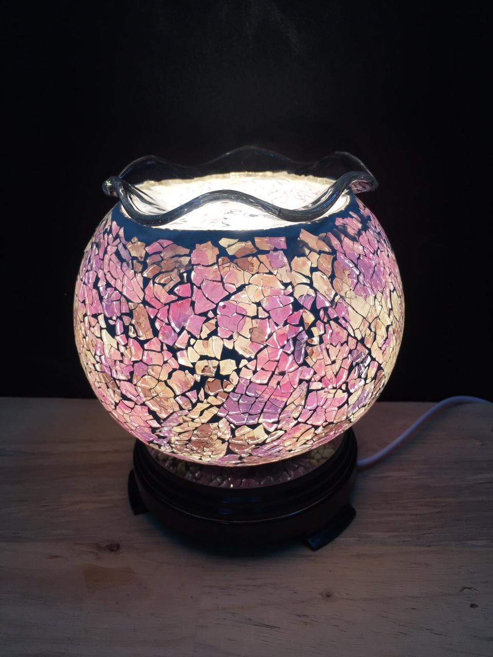 Đèn Xông Tinh Dầu Pha Lê Lớn ( MẪU PHA LÊ TÍM) + Tinh Dầu Sả Chanh 5ml