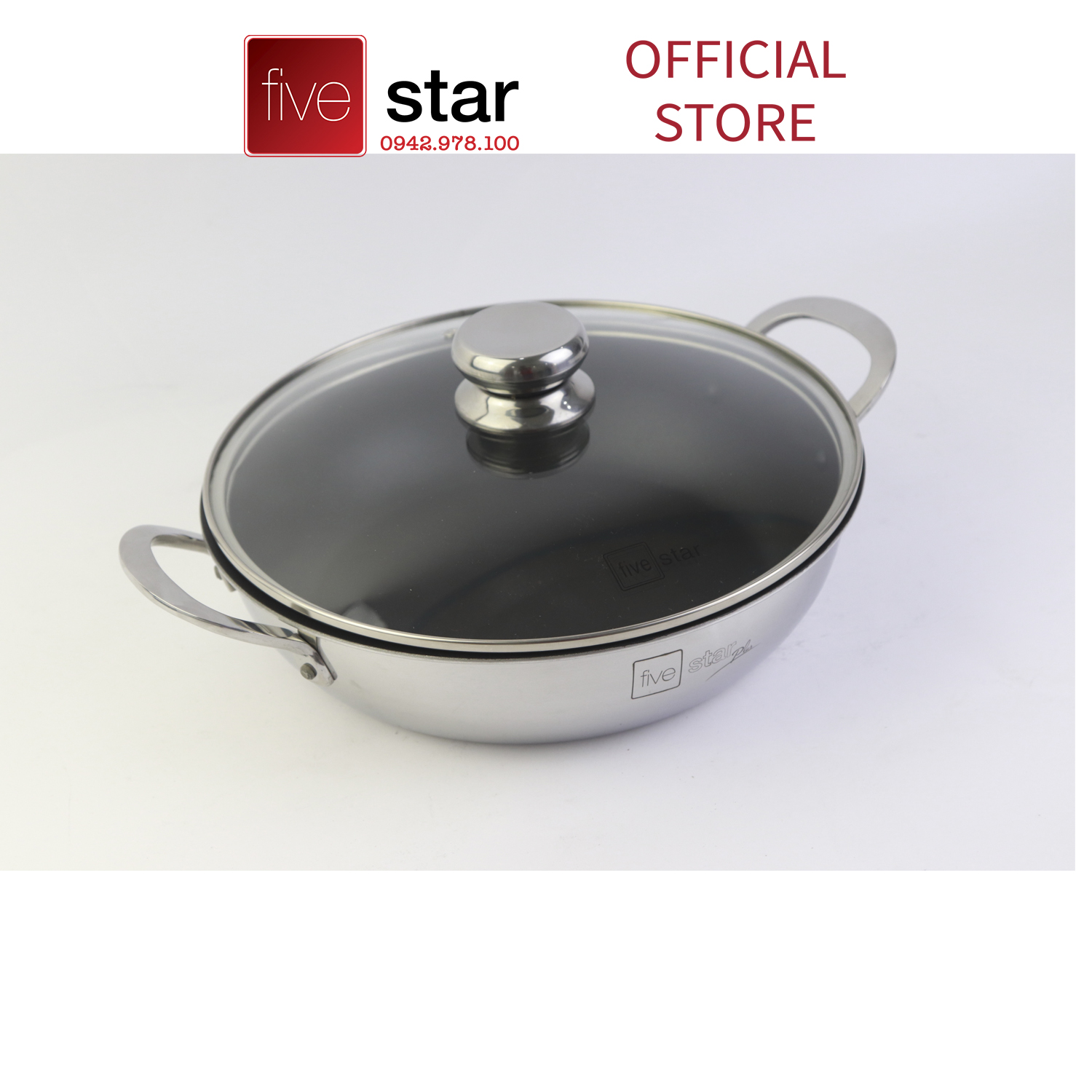 Chảo chống dính 2 quai đáy từ inox 430 Fivestar Standard  size 18cm | 22cm | 26cm | 28cm