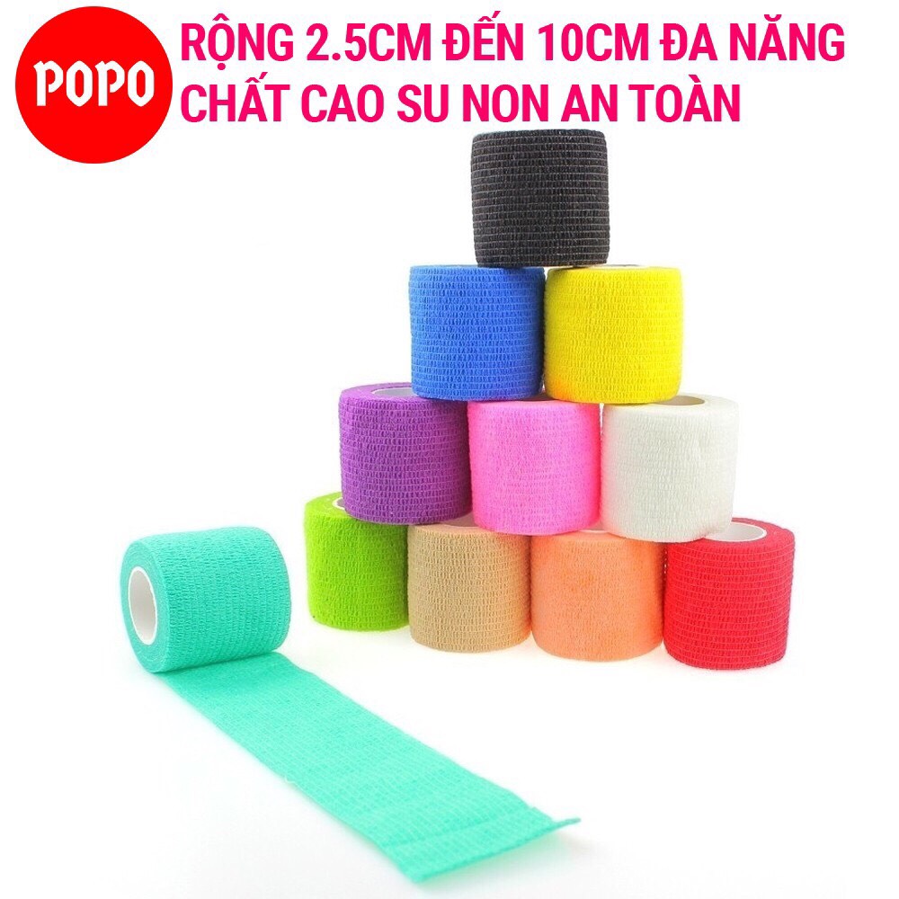 Băng keo thể thao cao su non POPO quấn, cuốn tay chân chống chấn thương, hỗ trợ thi đấu và tập luyện SPORTY