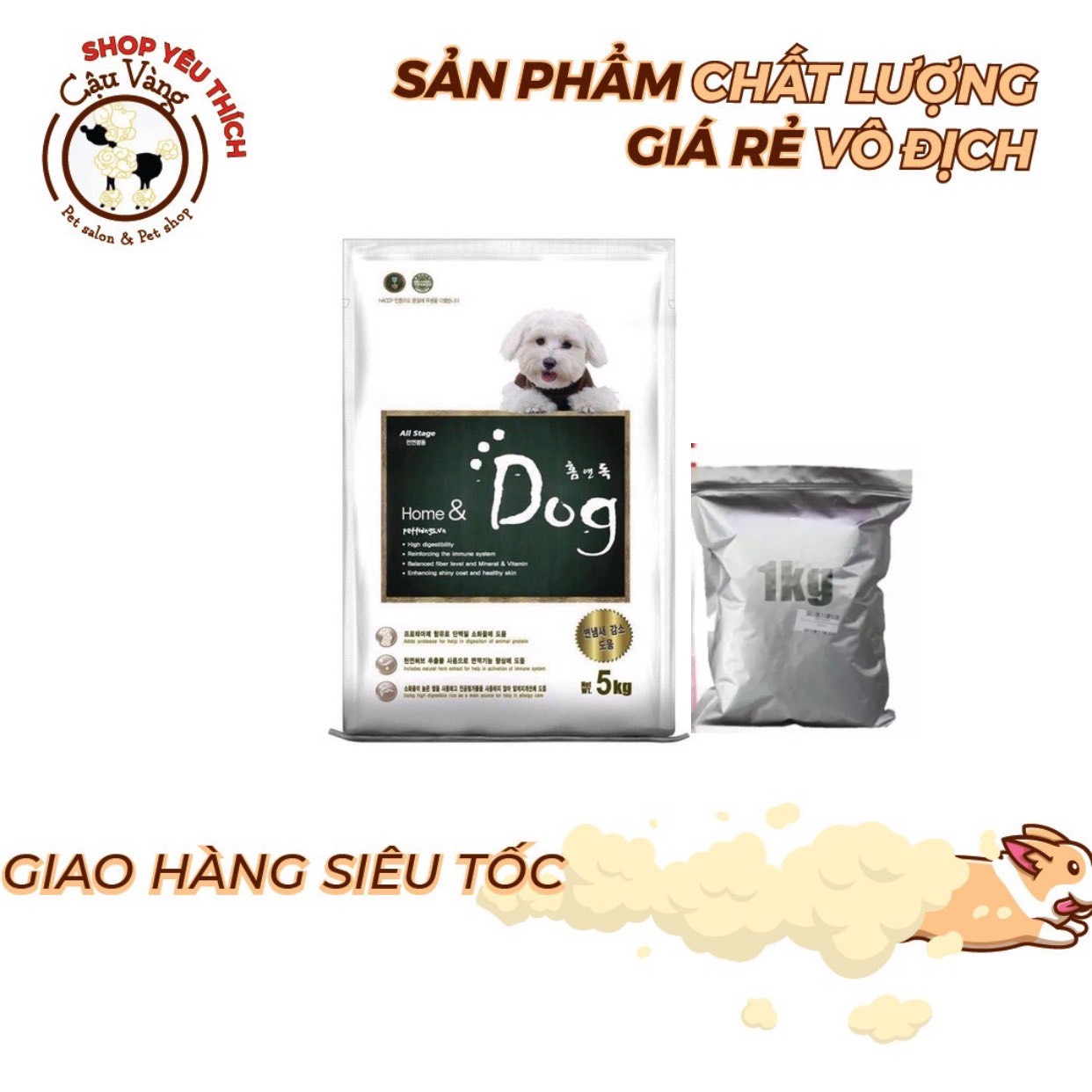 Thức Ăn hạt HomeDog cho Chó số 1 Hàn Quốc Túi 1 kg