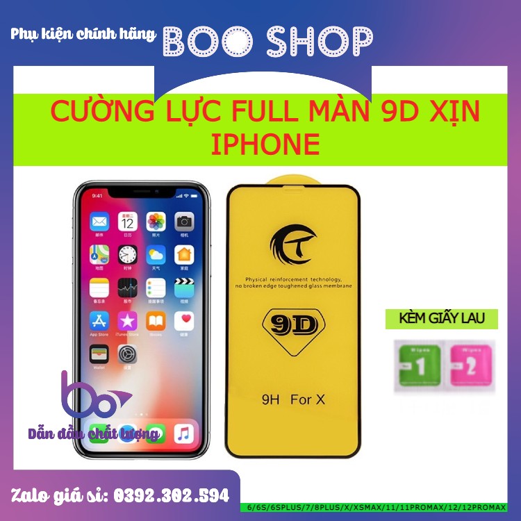 [ FULL HỘP + GIẤY LAU ] KÍNH CƯỜNG LỰC , MIẾNG DÁN MÀN HÌNH FULL MÀN 9D XỊN ĐỦ MÃ IPHONE - 100 ĐÁNH GIÁ 5 SAO